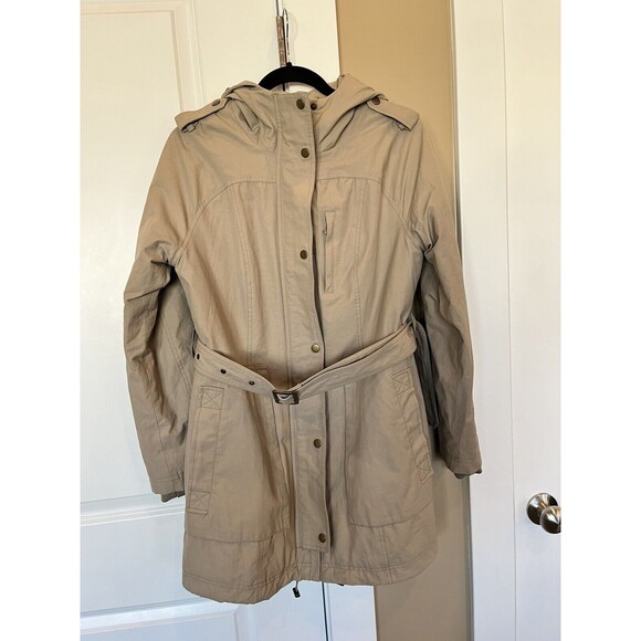 Pendleton Rain Coat Jacket with Hood Womens Tan belted size Small Dark Beige - Picture 12 of 12